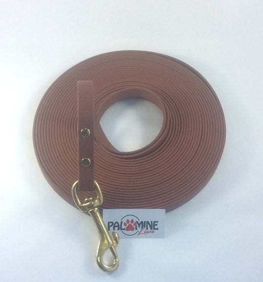 Brown BioThane Long Line for AKC Tracking