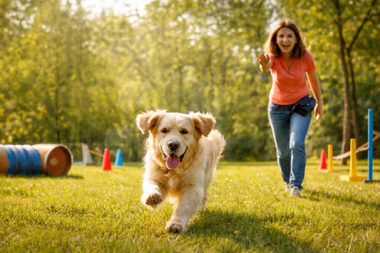 Dog running from owner - emergency stop command